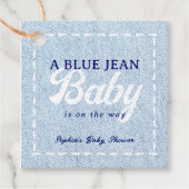 Blue Jean Baby Boy Baby Shower Bedankjes Labels (Voorkant)