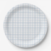 Blue Jean Baby Boy Baby Shower Gingham  Papieren Bordje (Voorkant)