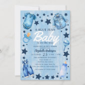 Blue Jean Baby Boy Baby Shower Invitation Kaart (Voorkant)