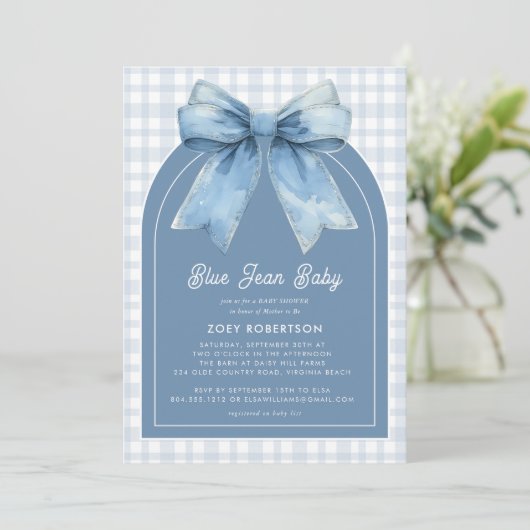 Blue Jean Baby Boy Baby shower Kaart (Staand voorkant)