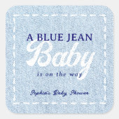 Blue Jean Baby Boy Baby Shower Vierkante Sticker (Voorkant)