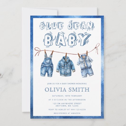 Blue Jean Baby Boy Shower Kaart (Voorkant)