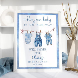 Blue Jean Baby Denim Baby Boy Shower Welkom Poster