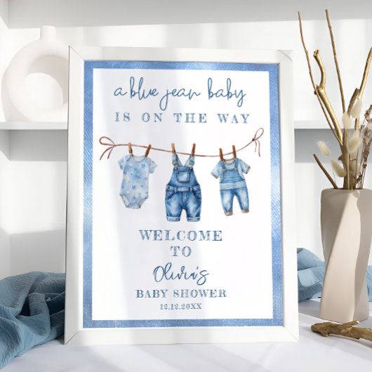 Blue Jean Baby Denim Baby Boy Shower Welkom Poster