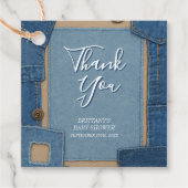 Blue Jean Baby Denim Baby Shower Bedankjes Labels (Voorkant)