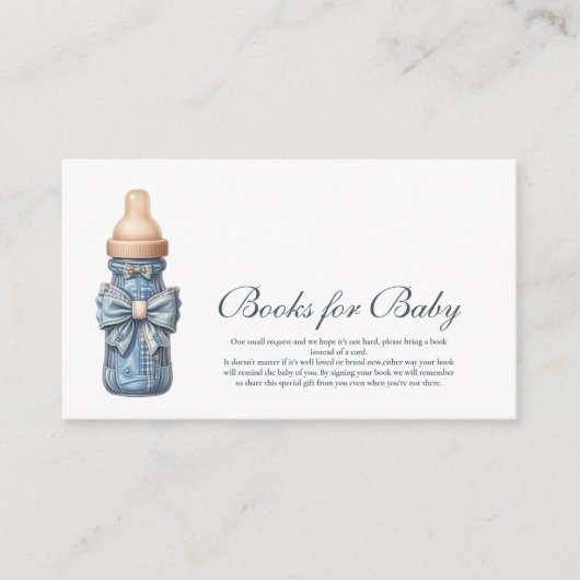 Blue Jean Baby Denim Baby shower Boeken voor Baby Informatiekaartje (Voorkant)
