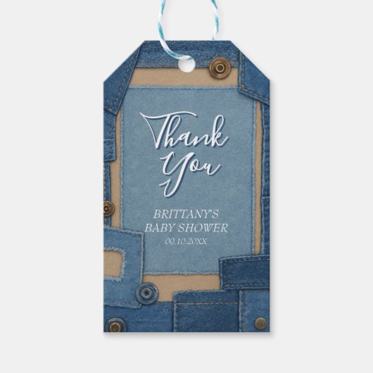 Blue Jean Baby Denim Baby Shower Cadeaulabel (Voorkant)
