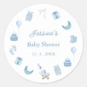 Blue Jean Baby Denim Baby shower Dank u Ronde Sticker (Voorkant)