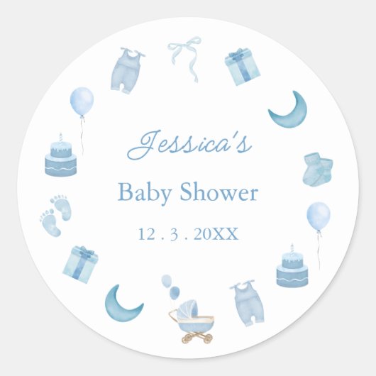 Blue Jean Baby Denim Baby shower Dank u Ronde Sticker (Voorkant)