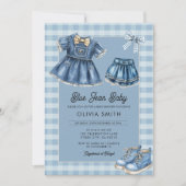 Blue Jean Baby Denim Baby Shower Invitation Kaart (Voorkant)