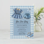 Blue Jean Baby Denim Baby Shower Invitation Kaart (Staand voorkant)