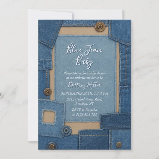 Blue Jean Baby Denim Baby Shower Kaart (Voorkant)