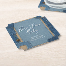 Blue Jean Baby Denim Baby Shower Kartonnen Onderzetters