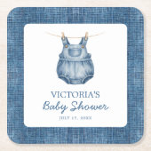 Blue Jean Baby Denim Baby Shower Kartonnen Onderzetters (Voorkant)