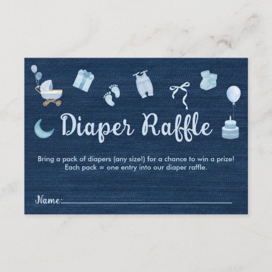Blue Jean Baby Denim Baby shower Luierkrabbel Informatiekaartje (Voorkant)