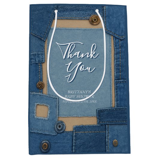 Blue Jean Baby Denim Baby Shower Medium Cadeauzakje (Voorkant)