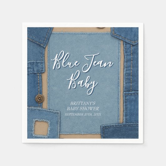 Blue Jean Baby Denim Baby Shower Servet (Voorkant)