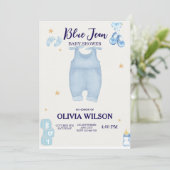 Blue jean baby denim baby shower uitnodiging (Staand voorkant)