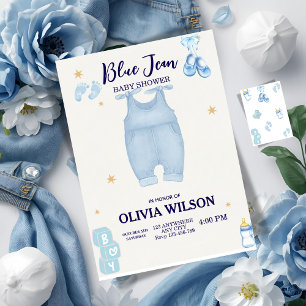 Blue jean baby denim baby shower uitnodiging