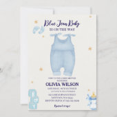Blue jean baby denim baby shower uitnodiging (Voorkant)