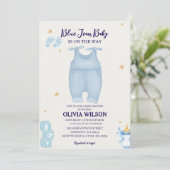Blue jean baby denim baby shower uitnodiging (Staand voorkant)