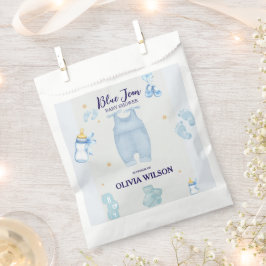 Blue jean baby denim baby shower uitnodiging bedankzakje