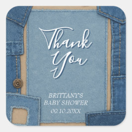 Blue Jean Baby Denim Baby Shower Vierkante Sticker