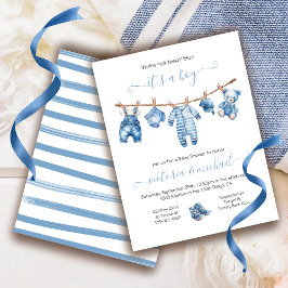 Blue Jean Baby Denim Baby shower waslijn Kaart