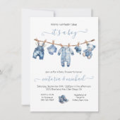 Blue Jean Baby Denim Baby shower waslijn Kaart (Voorkant)