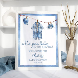 Blue Jean Baby Denim Baby shower Welkom Poster