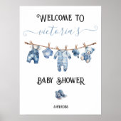 Blue Jean Baby Denim Baby shower Welkomstbord Poster (Voorkant)