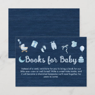 Blue Jean Baby Denim Boeken voor Baby shower Informatiekaartje