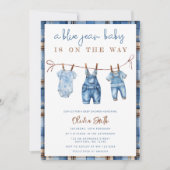 Blue Jean Baby Denim Boy Baby shower Kaart (Voorkant)