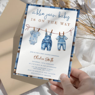Blue Jean Baby Denim Boy Baby shower Kaart