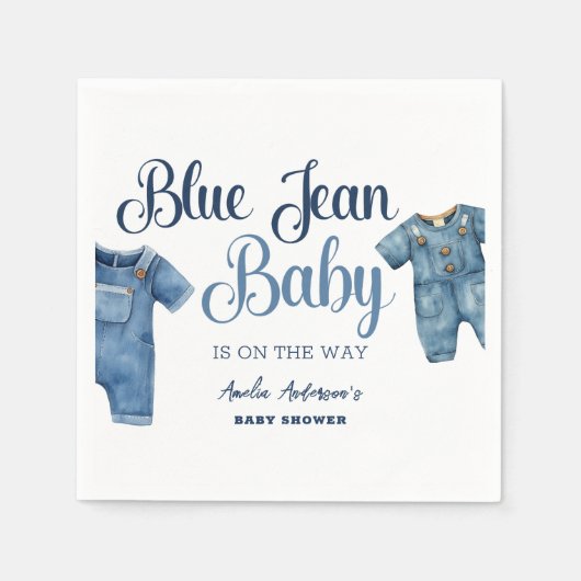 Blue Jean Baby Denim Boy Baby shower Papier Servet (Voorkant)