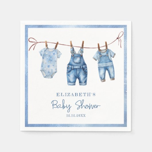 Blue Jean Baby Denim Boy Baby shower Servet (Voorkant)