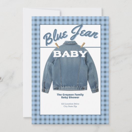 Blue Jean Baby - Denim Bruiloft Uitnodiging op Maa (Voorkant)