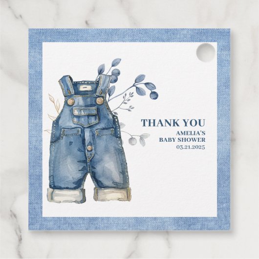 Blue jean baby Denim Country Baby shower Bedankjes Labels (Achterkant)