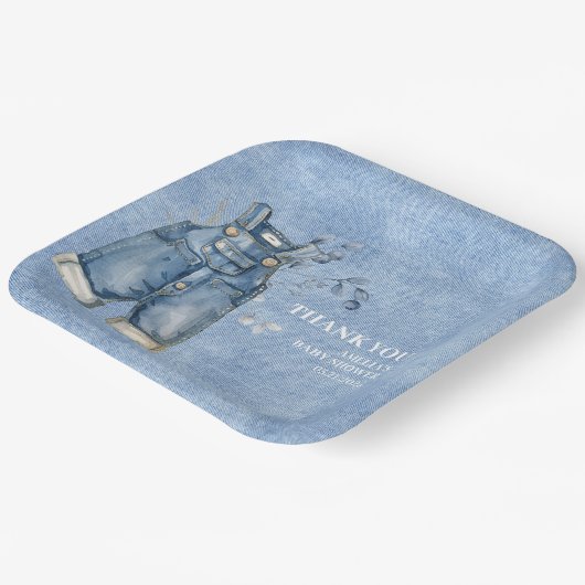 Blue jean baby Denim Country Baby shower Papieren Bordje (Gebogen)