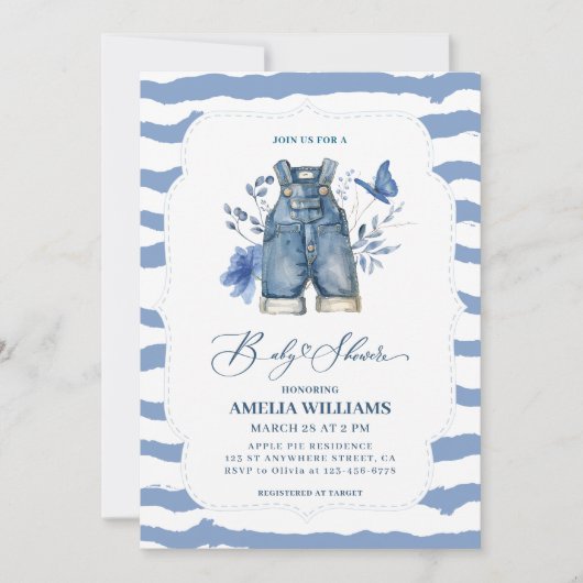 Blue Jean baby Denim Country western baby shower Kaart (Voorkant)
