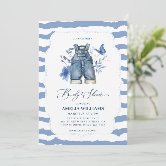 Blue Jean baby Denim Country western baby shower Kaart (Staand voorkant)