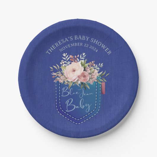 Blue Jean Baby Denim Douche Aangepaste papieren Bo Bordje (Voorkant)