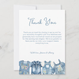 Blue Jean Baby Denim Jumpsuit Baby shower Bedankkaart