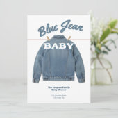 Blue Jean Baby - Denim Shower Custom Invitation Kaart (Staand voorkant)