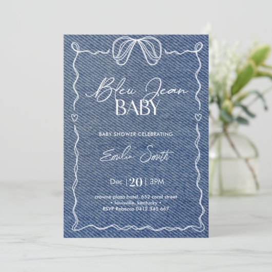 Blue Jean Baby Denim Shower  Kaart (Staand voorkant)