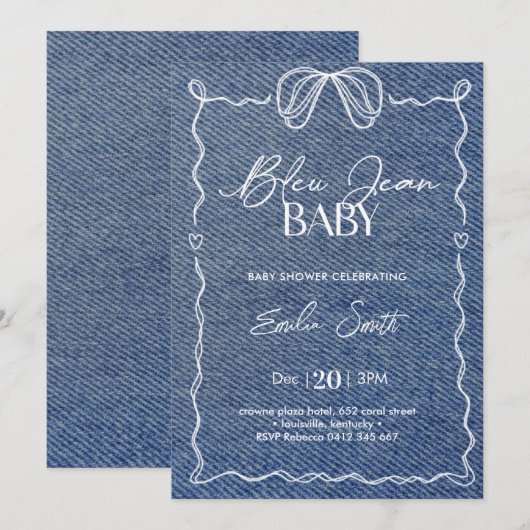 Blue Jean Baby Denim Shower  Kaart (Voorkant / Achterkant)