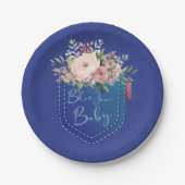 Blue Jean Baby Denim Shower Papieren Bordje (Voorkant)