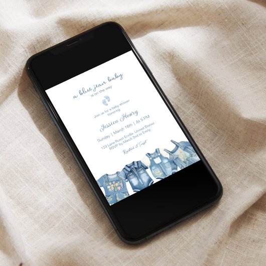 Blue Jean Baby is onderweg naar Baby shower Kaart