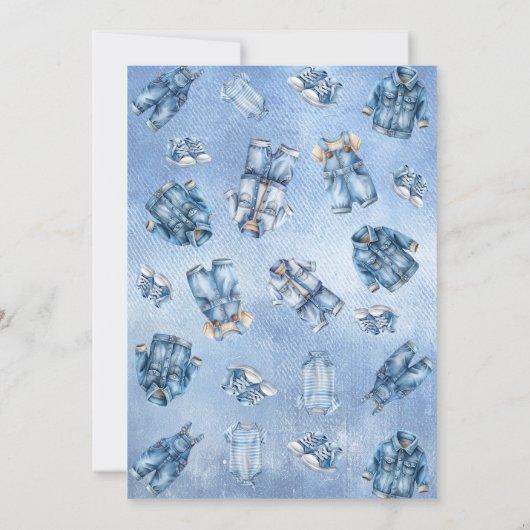 Blue Jean Baby is onderweg naar het Denim Boy Baby Kaart (Achterkant)