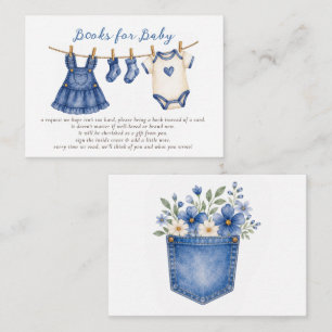Blue Jean Baby Meisje Baby Shower Boek Verzoek  Informatiekaartje